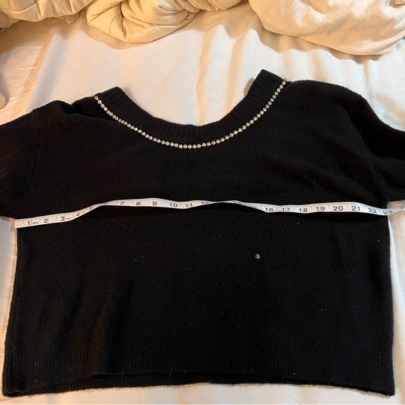 Express Black V-Neck Sweater with Rhinestone Bow - Picture 7 of 7